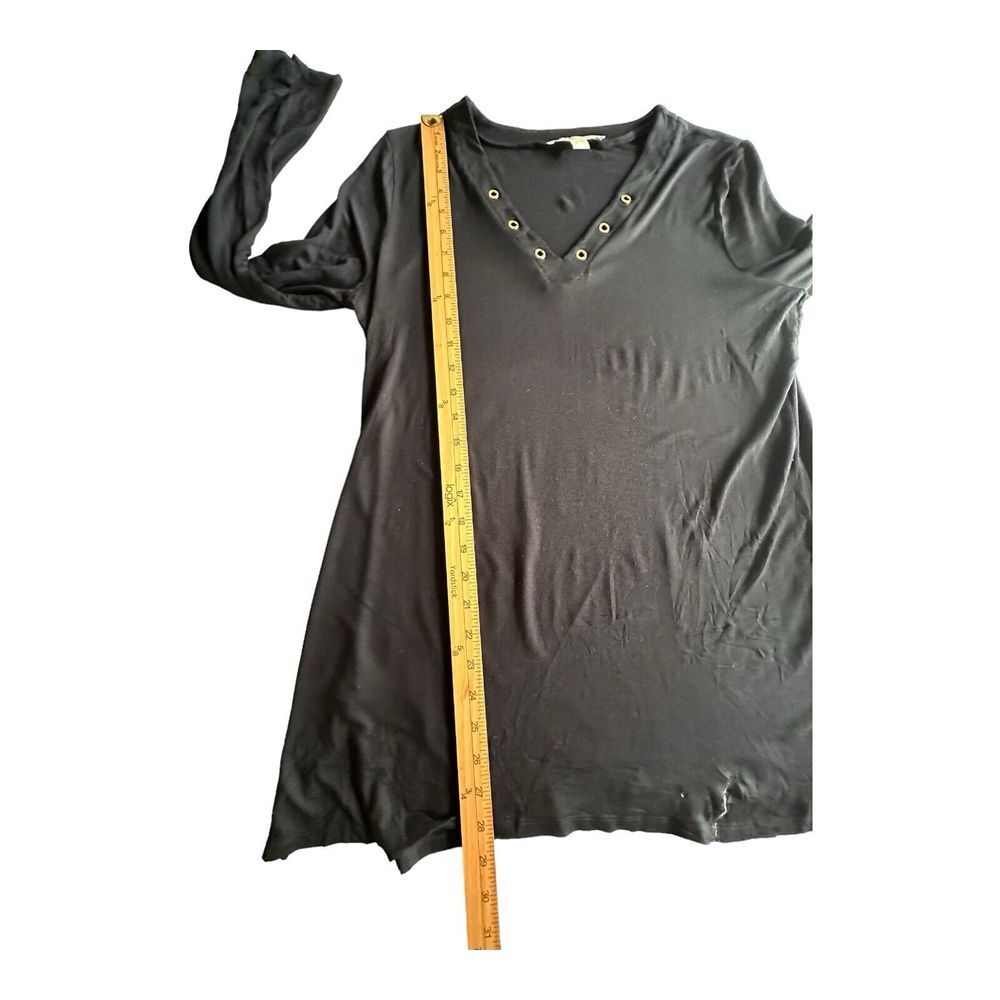 MICHAEL Michael‎ Kors Women's Black Top Blouse Gold Grommet Logo Sz Large - Picture 7 of 13